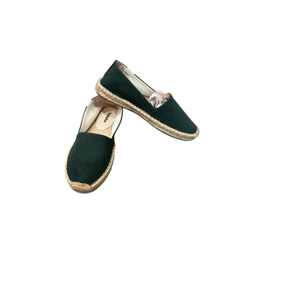 NEW Soludos Dali Original Espadrilles US 6 6.5 Forest Green Canvas Slip On Shoes